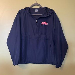Ole Miss Windbreaker 1/2 Zip Size M Navy Blue